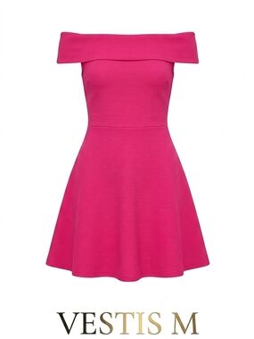 NWOT Vesti Off-Shoulder Pink Fit & Flare Dress - Size Medium